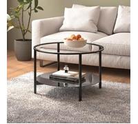 ""SALE 2025""Table à thé- Table basse de Salon Noir et transparent 70 cm Verre trempé,10,8 Kg 6959