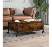 ""SALE 2025""Table basse - Table d’Appoint de Salon - avec roulettes - Chêne fumé - bois d'ingénierie,22,52 Kg 4898