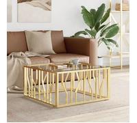 ""SALE 2025""Table basse - Table d’Appoint de Salon - doré 80x80x40 cm - acier inoxydable et verre,18,93 Kg 9153