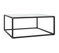 ""SALE 2025""Table basse - Table d’Appoint de Salon - Noir avec verre marbre blanc 80x80x35 cm,10,76 Kg 2679