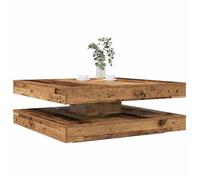 ""SALE 2025""Table basse - Table d’Appoint de Salon - rotative à 360 degrés - vieux bois - 90x90x34,5 cm,41,1 Kg 8850