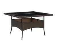""SALE 2025""Table de jardin - Table à dîner d'extérieur Marron Résine tressée et verre,29,54 Kg 7216
