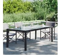 ""SALE 2025""Table de jardin table d'extérieur | table d'appoint Noir 190x90x75 cm Verre trempé/résine tressée,33,4 Kg 4542