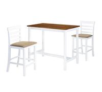 ""SALE 2025""Table et chaises de bar 3 pcs - 2 Tabourets et Table Salle à Manger - Bois massif Marron et blanc,28,8 Kg 6194