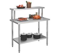 ""SALE 2025""Table Plan de Travail - de cuisine avec étagère 120x60x120 cm Inox chill948148