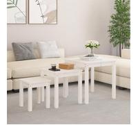 ""SALE 2025""Tables à Café Scandinaves - Tables gigognes - Lot de 3 - Blanc - Bois de pin massif,11,3 Kg 8136