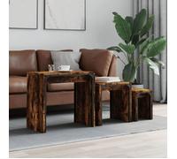 ""SALE 2025""Tables basses gigognes - Lot de 3 - Tables Gigognes de Salon - Chêne fumé - bois d'ingénierie,21,47 Kg 7392