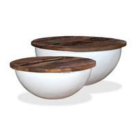 ""SALE 2025""Tables Gigognes de Salon/Ensemble de table basse - Lot de 2 - Bois récupération massif forme bol,18,42 Kg 2449