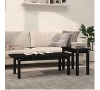 ""SALE 2025""Tables Gigognes de Salon/Ensemble de tables basses - Lot de 2 - Noir - Bois massif de pin,11,76 Kg 7785