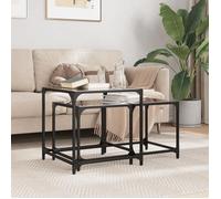 ""SALE 2025""Tables Gigognes de Salon - Tables basses gigognes - Lot de 2 - dessus en verre noir acier,12,06 Kg 6321