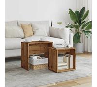 ""SALE 2025""Tables Gigognes de Salon - Tables basses gigognes - Lot de 2 - vieux bois - bois d'ingénierie,11 Kg 7432