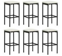 ""SALE 2025""Tabourets de bar avec coussins - lot de 6 - Tabourets de Cuisine - noir résine tressée - 38x38x76 cm,24,8 Kg 9881