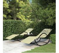 ""SALE 2025""Transat/Chaises longues à bascule - lot de 2 - crème acier et textilène - 158x60x77 cm,17,37 Kg 3898