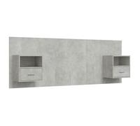 ""SALE 2026""Accessoire Tête de lit + 2 x table de chevet Gris - Tête de lit robuste avec armoires Gris béton Bois d'ingénierie 43.57