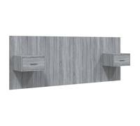 ""SALE 2026""Accessoire Tête de lit + 2 x table de chevet Gris - Tête de lit robuste avec armoires sonoma gris Bois d'ingénierie 36.72