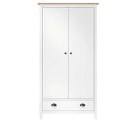 ""SALE 2026""armoire à vêtements Blanc - Garde-robe à 2 portes Hill Blanc 89x50x170cm Bois de pin solide 38.63 Kg 191422