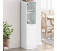 ""SALE 2026"" Armoire/Cabinet à tiroirs Blanc - Buffet avec porte en verre blanc 35x37x142cm PRO408637528