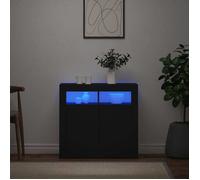 ""SALE 2026"" Armoire/Cabinet à tiroirs Noir - Buffet avec lumières LED noir 80x35x75cm PRO587792104