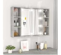 ""SALE 2026"" Armoire d'angle Gris - Armoire à miroir avec LED Gris béton 76x15x55cm PRO889753396