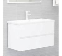 ""SALE 2026"" Armoire de salle de bain Blanc - Armoire d'évier avec lavabo intégré Blanc Bois d'ingénierie PRO647234040
