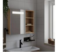 ""SALE 2026"" Armoire de salle de bain Brun - Armoire de salle de bain à miroir avec LED chêne 60x13x52cm PRO741283235