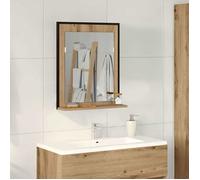 ""SALE 2026"" Armoire de salle de bain Marron - Miroir chêne artisanal 50x12x60cm Verre et Bois Ingénierie PRO575063696