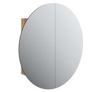 ""SALE 2026""Armoire de salle de bain miroir rond et LED - WINWIN - Armoire Suspendue/Meuble WC -Chêne 54x54x17,5cm 17.3 Kg 1680476