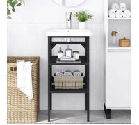 ""SALE 2026"" Armoire de salle de bain Noir - Cadre de lavabo de salle de bain Noir 40x38x83cm Fer PRO463149560