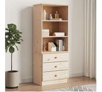 ""SALE 2026"" Armoire étagère magazine Brun - Bibliothèque avec tiroirs ALTA 60x35x142cm - bois massif de pin PRO151015187