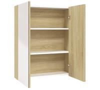 ""SALE 2026""Armoire Suspendue/Meuble WC - Armoire à miroir de salle de bain 60x15x75cm MDF Blanc et chêne 19.9 Kg 9487240
