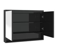 ""SALE 2026""Armoire Suspendue/Meuble WC - Armoire à miroir de salle de bain 80x15x60cm MDF Noir brillant 19.3 Kg 2226267