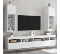 ""SALE 2026"" Armoire TV moderne Blanc - Meubles TV avec lumières LED 2 pcs blanc 30,5x30x90cm PRO595807047