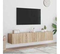 ""SALE 2026"" Armoire TV moderne Brun - Meubles TV muraux lumières LED 2 pcs chêne sonoma 80x35x31cm PRO755195166