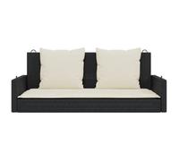 ""Sale 2026"" Banc à bascule - BURKE - 2-PERSONNES - avec coussins - Noir 119 x 56 x 48 cm Résine tressée BB11