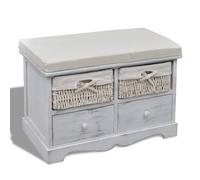 ""SALE 2026"" Banc à chaussures Blanc - Banc de rangement Blanc 62x33x42cm - bois de paulownia PRO444977335