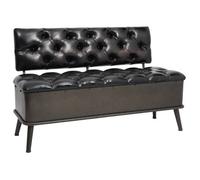 ""SALE 2026"" Banc à chaussures Noir - Banc de rangement avec dossier 110cm Noir Similicuir PRO447017719