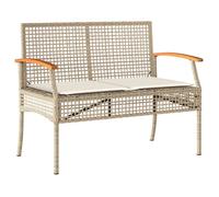 ""SALE 2026""Banc arrière-cour/ Banc de jardin - avec coussin beige - Résine tressée et acacia 9 Kg 9889421
