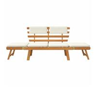 ""Sale 2026"" Banc de jardin - BURKE - Banquette balcon - avec coussins - 2-en-1 190 cm - Bois solide d'acacia BB577