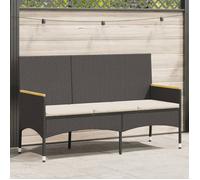 ""SALE 2026"" Banc de jardin Noir - Banc de jardin à 3 places avec coussins noir résine tressée PRO848096855