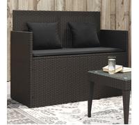 ""SALE 2026"" Banc de jardin Noir - Banc de jardin avec coussins noir résine tressée PRO639201982