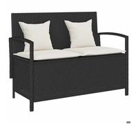 ""SALE 2026"" Banc de jardin Noir - Banc de rangement de jardin avec coussin noir résine tressée PRO847784150