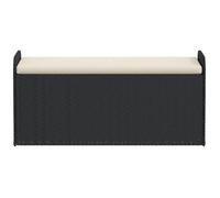 ""Sale 2026"" Banc de rangement - BURKE - coffre rangement - avec coussin - noir 115x51x52 cm résine tressée BB798