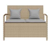 ""Sale 2026"" Banc de rangement de jardin - BURKE - Banquette balcon - avec coussin - beige résine tressée BB540