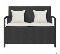 ""Sale 2026"" Banc de rangement de jardin - BURKE - Banquette balcon - avec coussin - noir résine tressée BB537