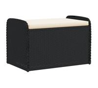 ""SALE 2026""Banc élégant terrasse/banc D'extérieur Noir - Banc de rangement avec coussin noir 80x51x52 cm résine tressée 10.4 Kg95181