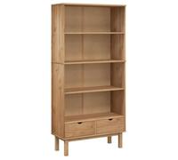 ""SALE 2026""Bibliothèque - Colonne/Meuble Étagère de rangement pour livres - OTTA avec 2 tiroirs Marron Bois massif pin 33.4 Kg 84352