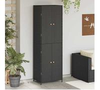 ""SALE 2026"" Buffet bahut Noir - Armoire de rangement de jardin Noir 59x40x180cm Résine tressée PRO871622344