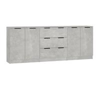 ""SALE 2026""Buffet de cuisine stable - Placard Cabinet bahut Gris - Buffets 3 pcs gris béton bois d'ingénierie 58.16 Kg 468466