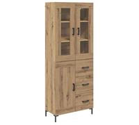 ""SALE 2026""Buffet de cuisine stable - Placard Cabinet bahut Marron - Haut Armoire 2 pcs Chêne artisanal 69 5x34x180cm 52.81 Kg 93525