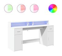 ""SALE 2026""Bureau avec lumières LED - Cabinet de bureau - 1 personne - blanc 160x55x91cm - bois d'ingénierie 57.3 Kg 7994110